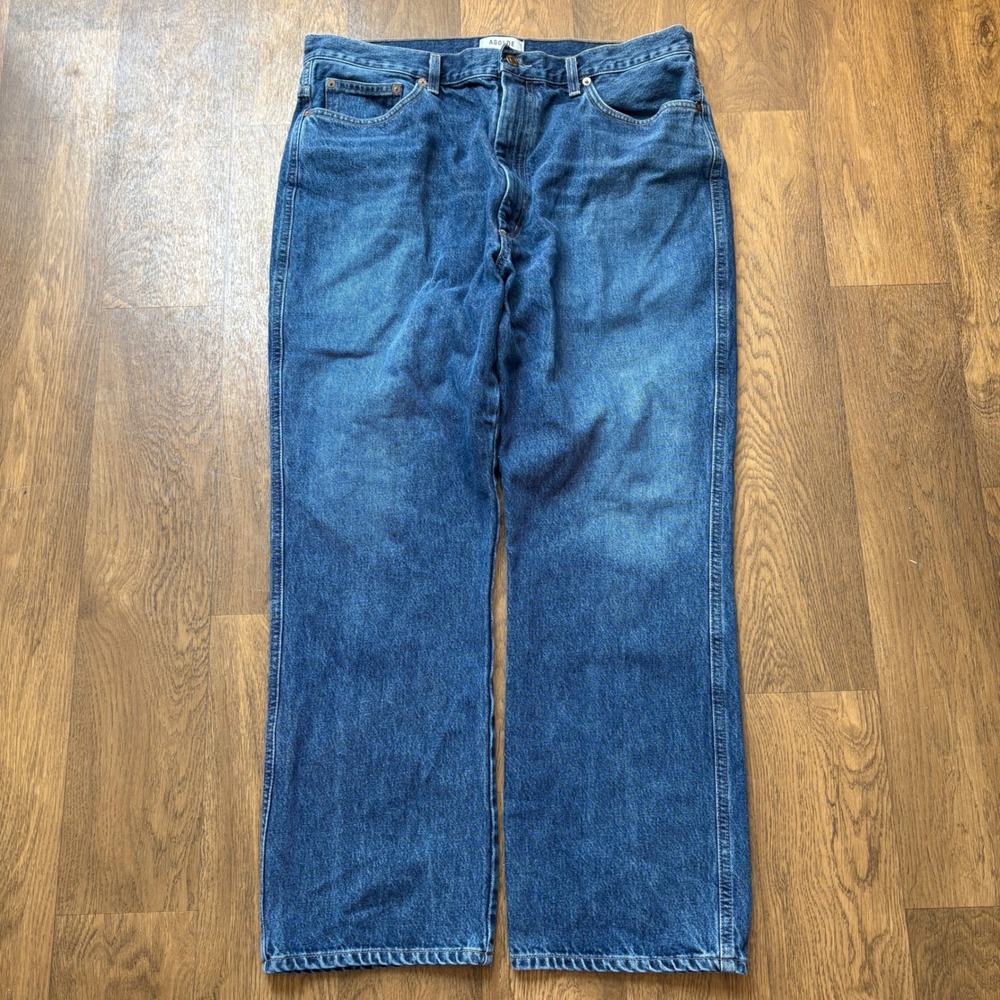 Womens Modern Agolde Los Angeles Dark Wash Baggy Straight Fit Jeans
